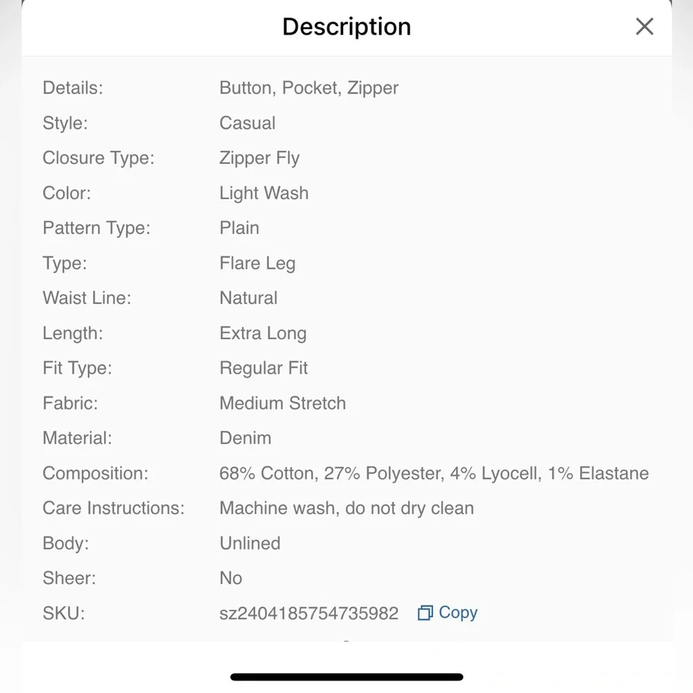 Jeanoix Casual Distressed Ruched Slim Fit Flare Leg Jeans Skinny Bootcut Jeans - Picture 6 of 6